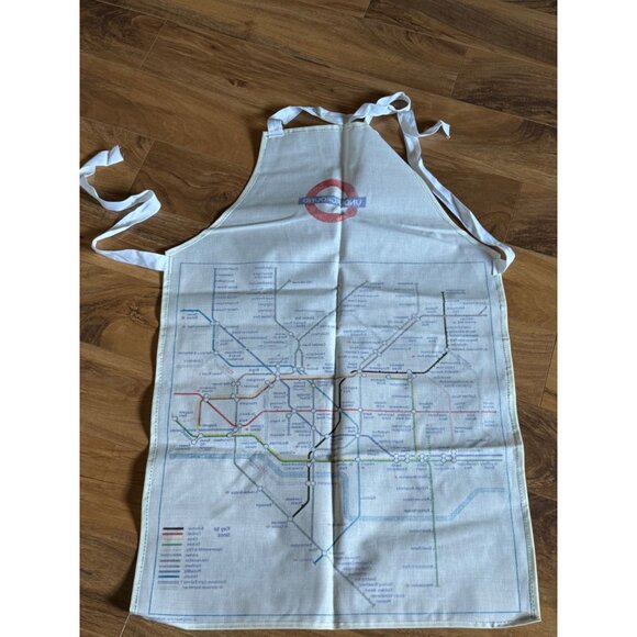 London Underground Map Apron With Adjustable Ties Cotton 1994 Design Kitchen - Picture 6 of 7